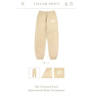 Taylor Swift TTPD beige sweatpants sz3X * nwt